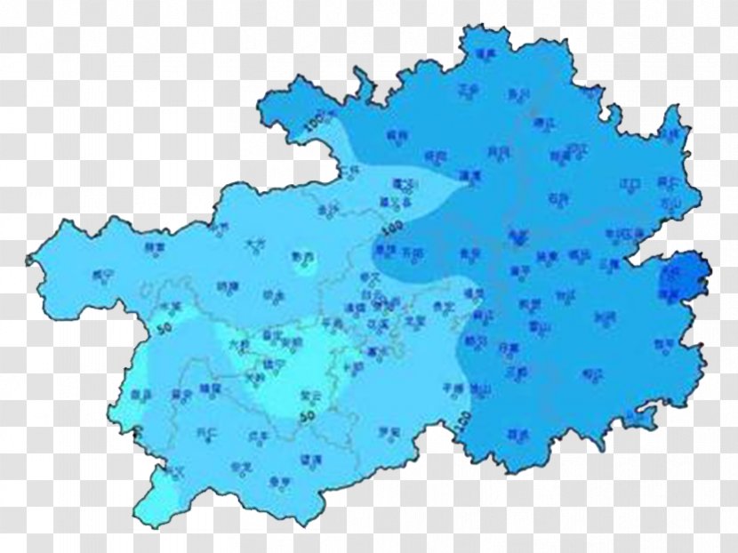 Guiyang Zunyi Kunming Meteorology Weather Forecasting - Sea Blue Map Of Guizhou Transparent PNG