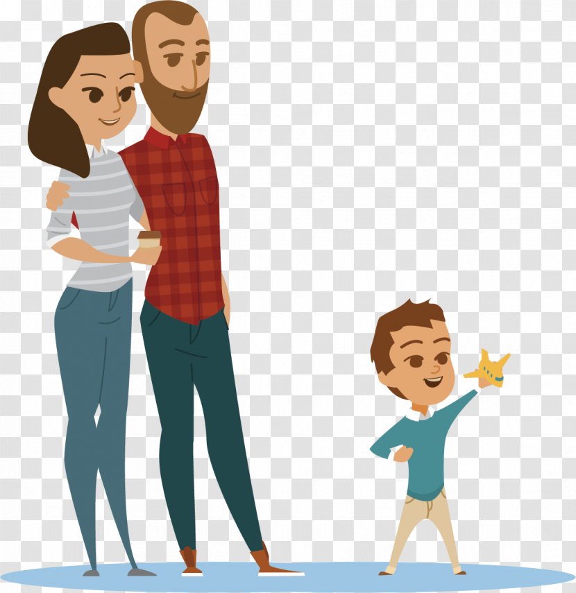 Cartoon Family Flat Design Animation - Smile - Parents Happy Poster Child Element Transparent PNG