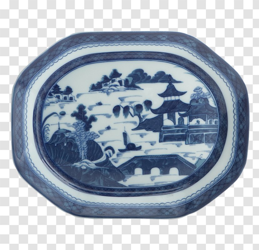 Platter Plate Mottahedeh & Company Tableware Tray - Willow Pattern Transparent PNG