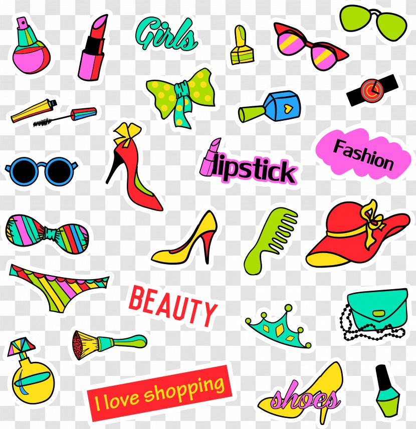 Sticker Fashion Drawing Illustration - Comics - Women Supplies Vector Material Transparent PNG
