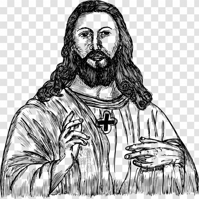 Jesus Euclidean Vector Drawing - Monochrome - FIG Portrait Transparent PNG