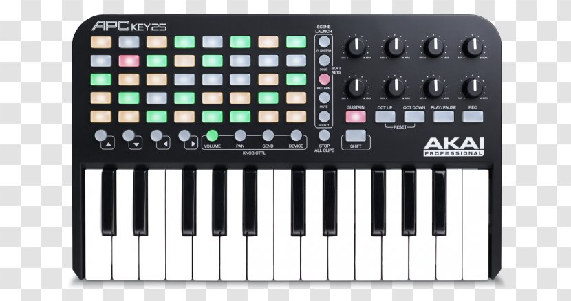 Computer Keyboard Ableton Live Akai Professional APC Key 25 MIDI Controllers - Sound Mixer - Midi Transparent PNG