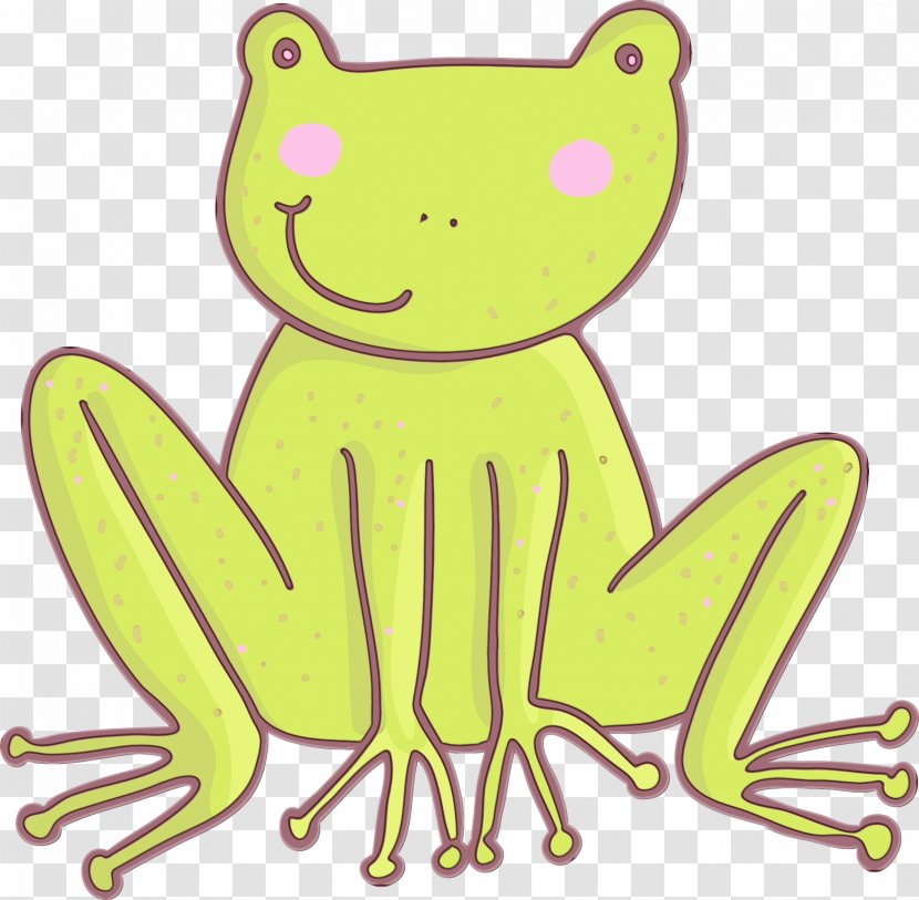 Cartoon Tree Frog Yellow Shrub Hyla - Wet Ink - Line Art Transparent PNG