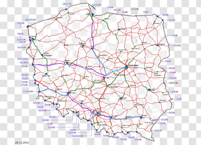Trans-European Transport Networks Złoczew Gmina Klonowa - Network - Polska Transparent PNG
