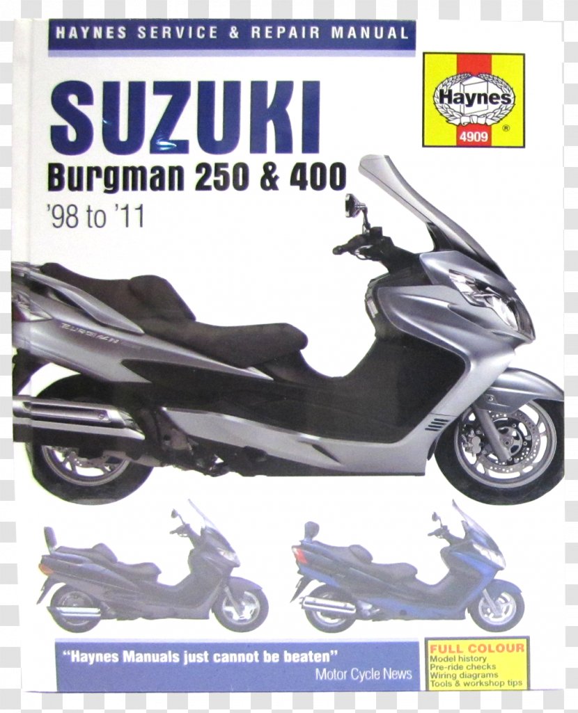 Suzuki Burgman 400 Scooter Haynes Manual Transparent PNG