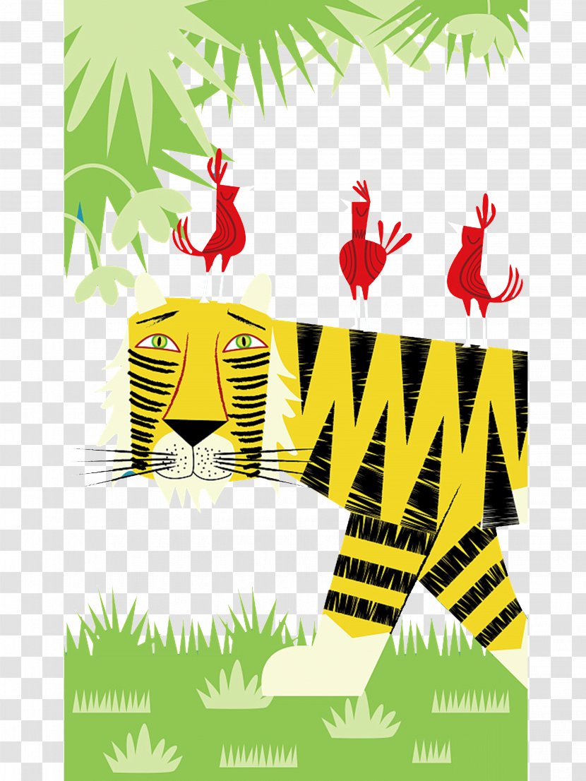 Cartoon Tiger Illustration - Area Transparent PNG
