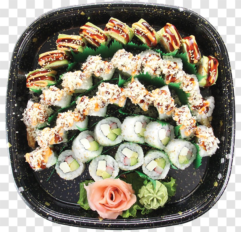 California Roll Gimbap Sushi Vegetarian Cuisine Food - Seafood Platter Transparent PNG