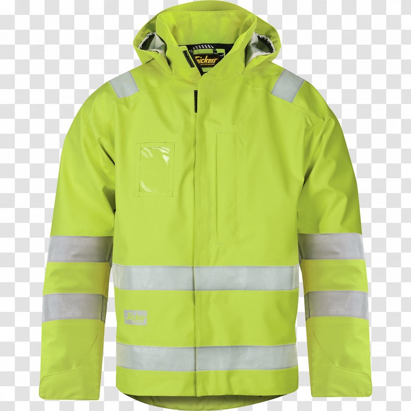 Jacket Workwear High-visibility Clothing Raincoat - Yellow - Snickers Transparent PNG
