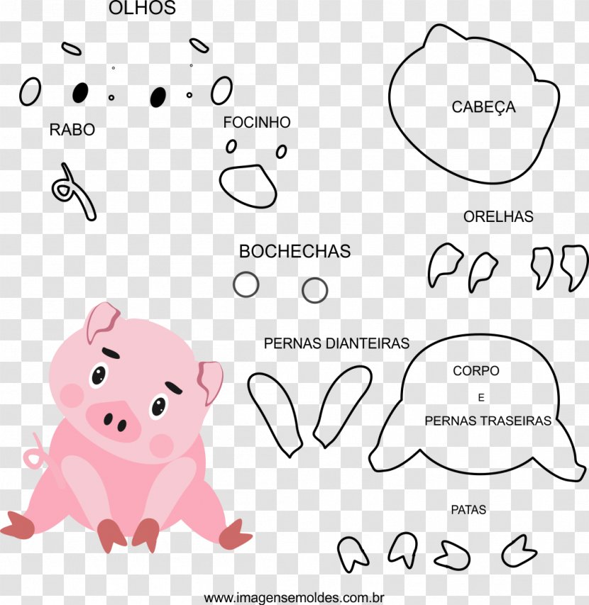 Domestic Pig Molde Handicraft Felt - Cartoon - Porco Transparent PNG