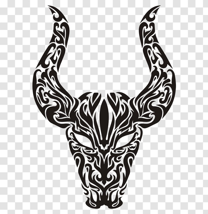Taurus Zodiac Astrological Sign - Black And White - Vector Transparent PNG