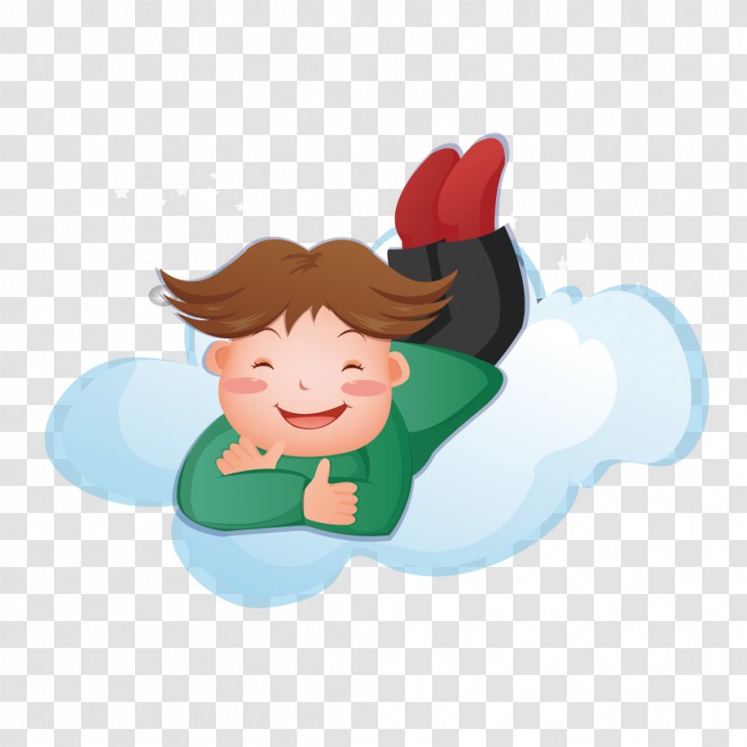 Leo Lion Illustration - Aries - Boy Lying On Clouds Transparent PNG