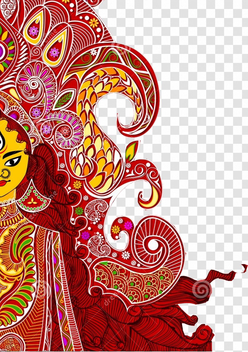 Durga Puja Dussehra Wish Bathukamma Navaratri - Paisley - Maa Transparent PNG