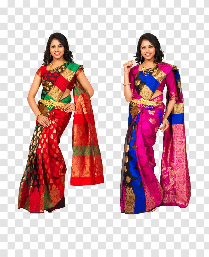 Banarasi Sari Silk Shopping Zone India TV Pvt. Ltd Clothing - Magenta - Saree Transparent PNG