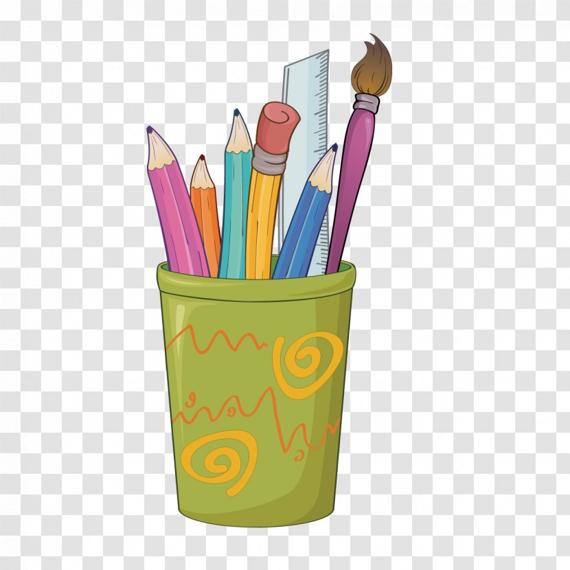 Paper Colored Pencil Drawing Clip Art - Paintbrush - Cartoon School Supplies Transparent PNG