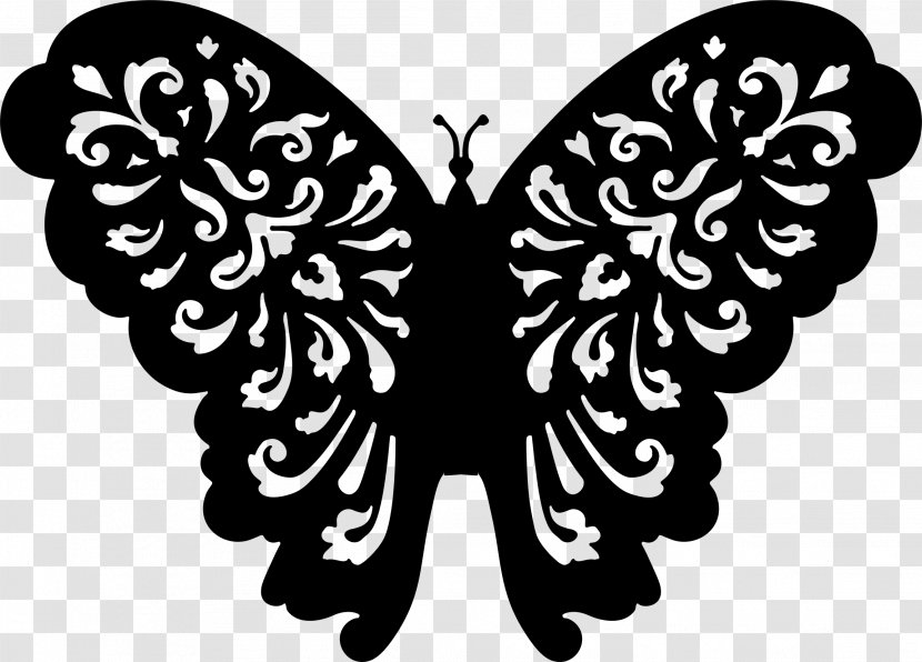 Butterfly Black And White Clip Art - Brush Footed - Decals Transparent PNG