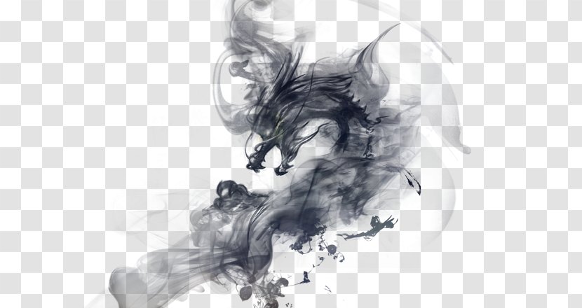 China Chinese Dragon Drawing - Watercolor - Ink Transparent PNG