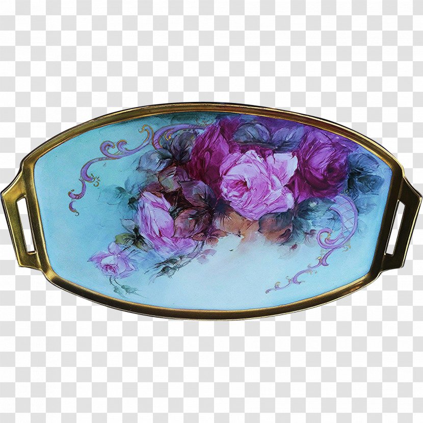 Tray Oval - Dishware - Hand-painted Pink Roses Transparent PNG
