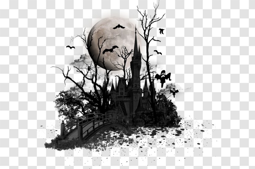 Haunted House Ghost Clip Art - Tree - Halloween Trip Transparent PNG
