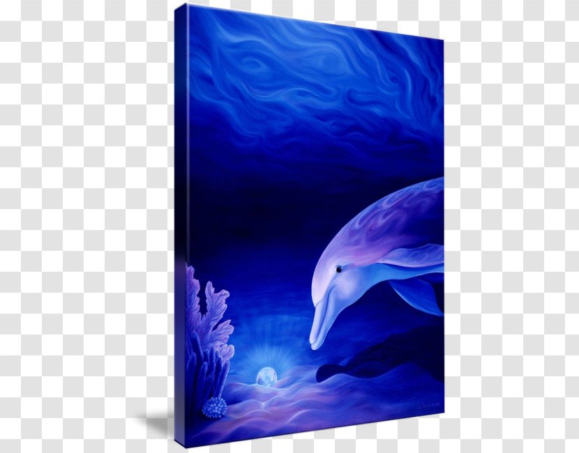 Common Bottlenose Dolphin Oil Painting Gallery Wrap - Marine Mammal - Watercolor Transparent PNG