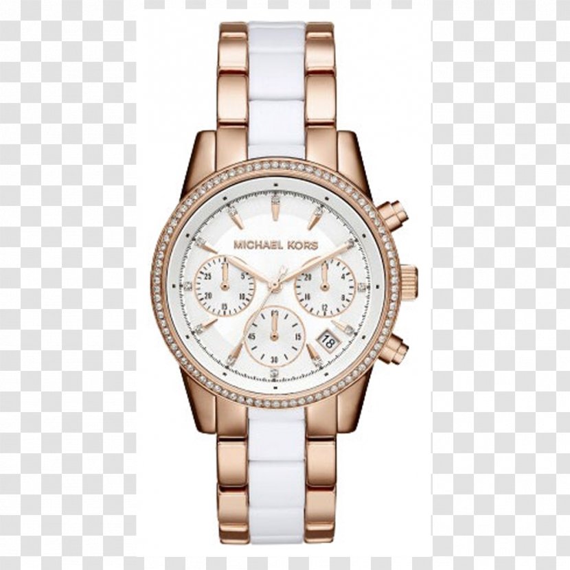 Michael Kors Women's Ritz Portia Gold Slim Runway Chronograph - Color Transparent PNG