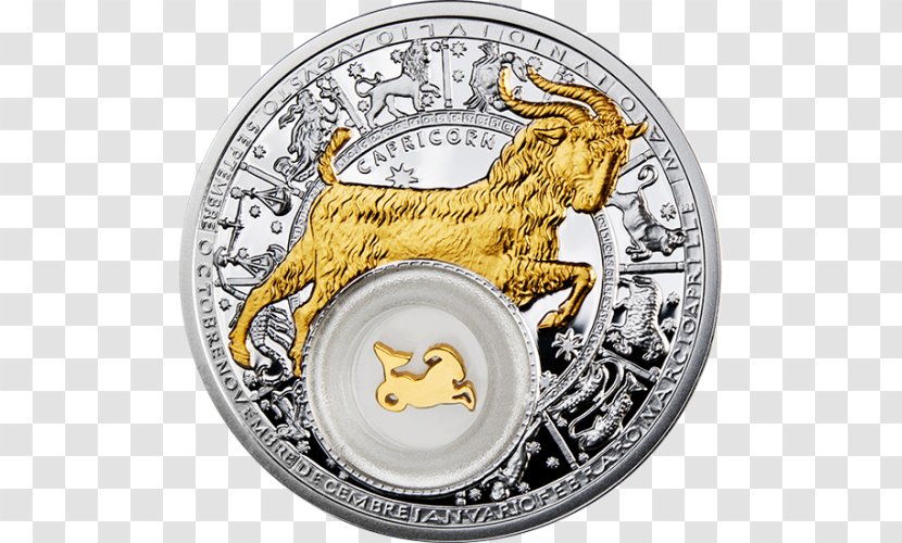 Silver Coin Zodiac Capricorn Astrological Sign - Gold Transparent PNG