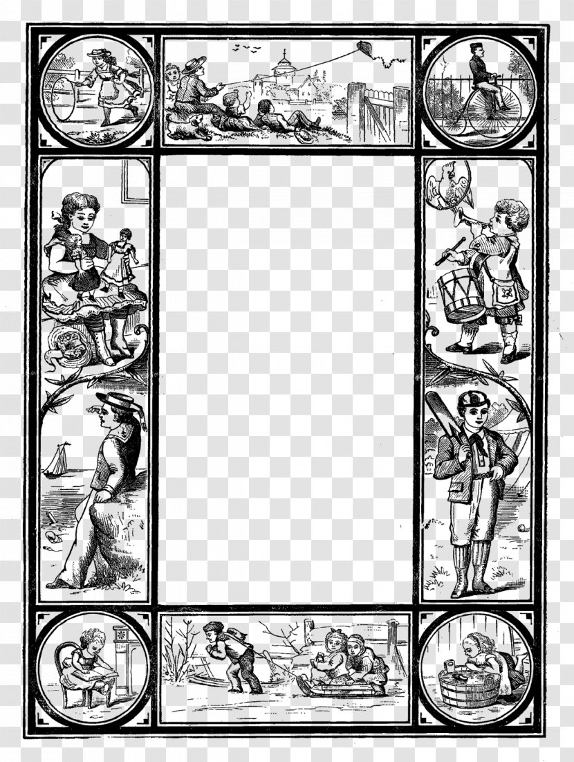 Victorian Era Picture Frames Digital Stamp Child Clip Art - Children Pictures Transparent PNG