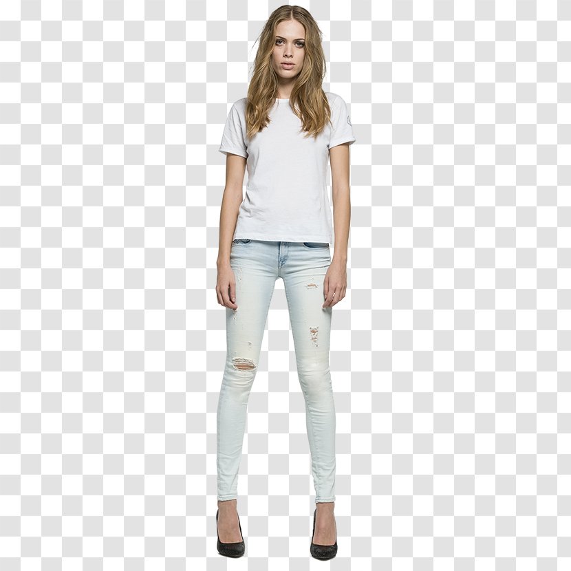 Jeans T-shirt Shoulder Denim Leggings - Watercolor - Ladies Transparent PNG