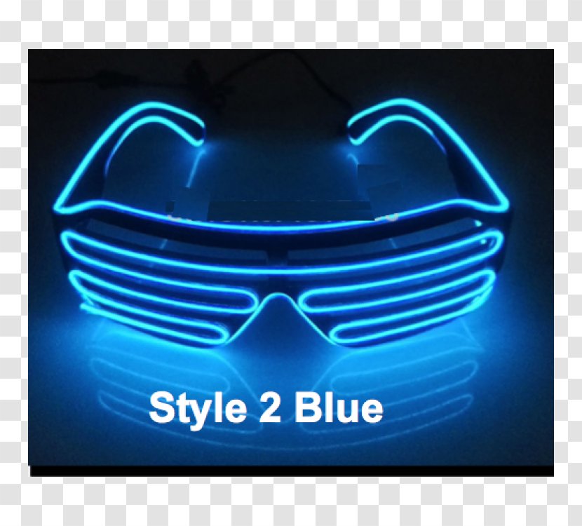 Light-emitting Diode Electroluminescent Wire Sunglasses - Neon - Light Blue Shading Transparent PNG