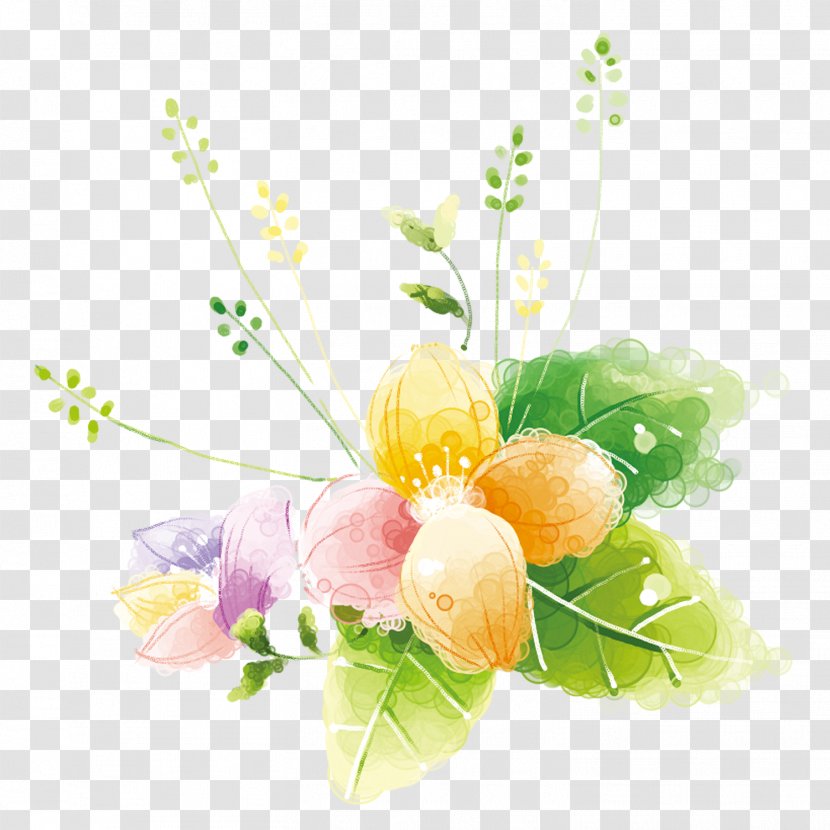 Floral Design Watercolor Painting - Decorative Arts - Hand Painted Yellow Decoration Pattern Transparent PNG