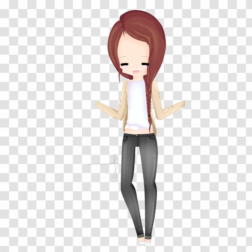 Brown Hair Figurine Cartoon H&M - Tree - Braid Drawing Transparent PNG