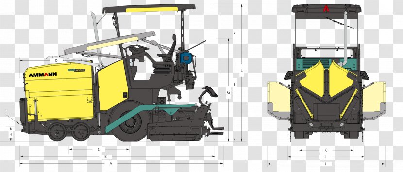 Motor Vehicle Machine Transport - Yellow - Asphalt Paver Transparent PNG