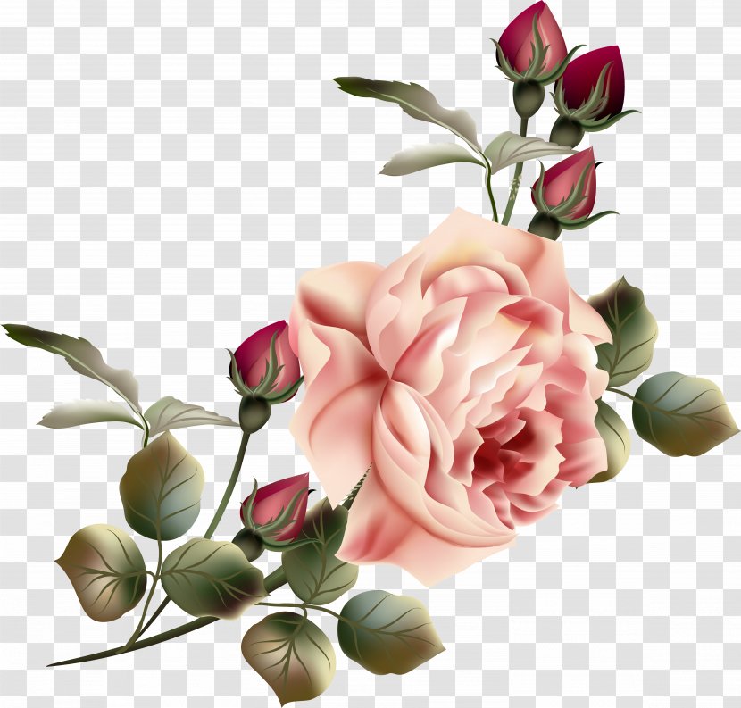 Flower Garden Roses Clip Art - Vintage Flowers Transparent PNG