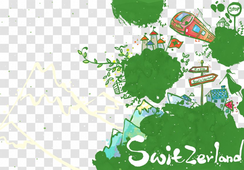 Poster Illustration - Map - Color Graffiti-style Travel Material Transparent PNG