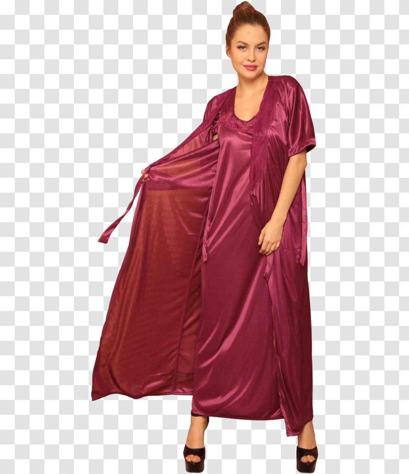 Robe Nightgown Satin Dress Clothing - Silhouette Transparent PNG