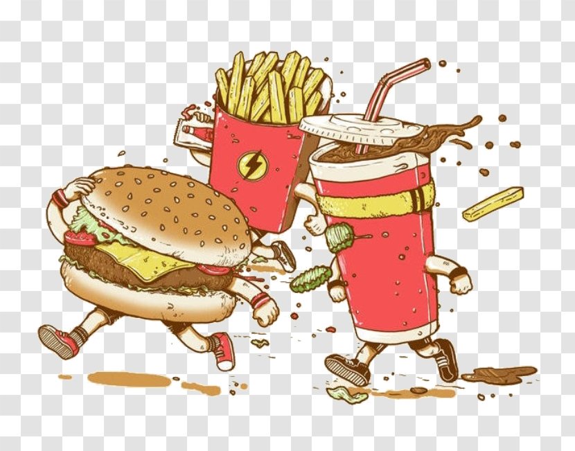 Hamburger Fast Food French Fries Wallpaper - Chicken Sandwich - Cartoon Burger Transparent PNG