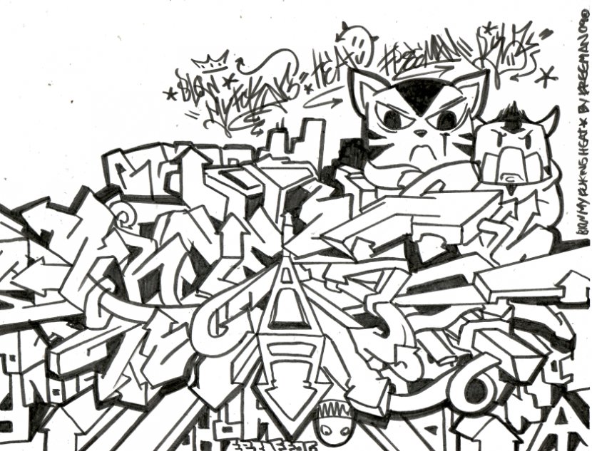 Graffiti Drawing Art Sketch - Black And White - Dibujos De Marihuana Transparent PNG
