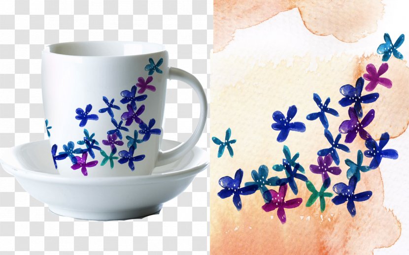 Cup Watercolor Painting Motif Clip Art - Do It Yourself - DIY Transparent PNG