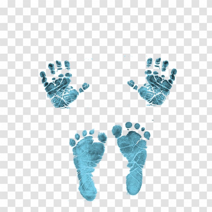 Infant Footprint Rubber Stamp Child - Aqua - Feet Transparent PNG