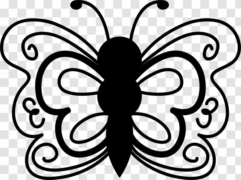 Butterfly Smiley Animation Animal Insect - Monochrome - Doodle Brush Transparent PNG