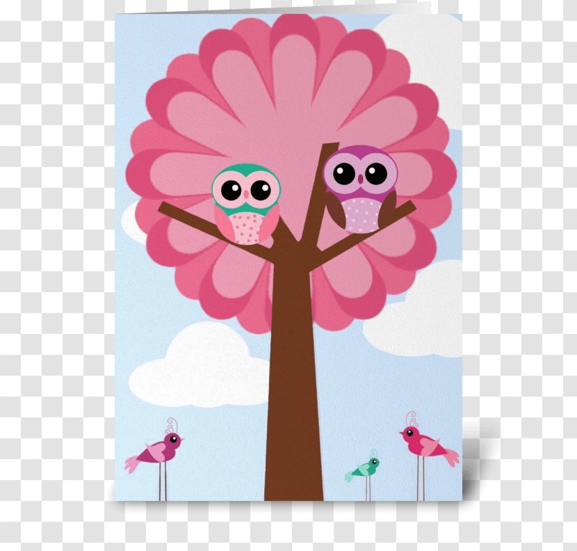 Owl Cartoon - Tree - Plant Bird Of Prey Transparent PNG
