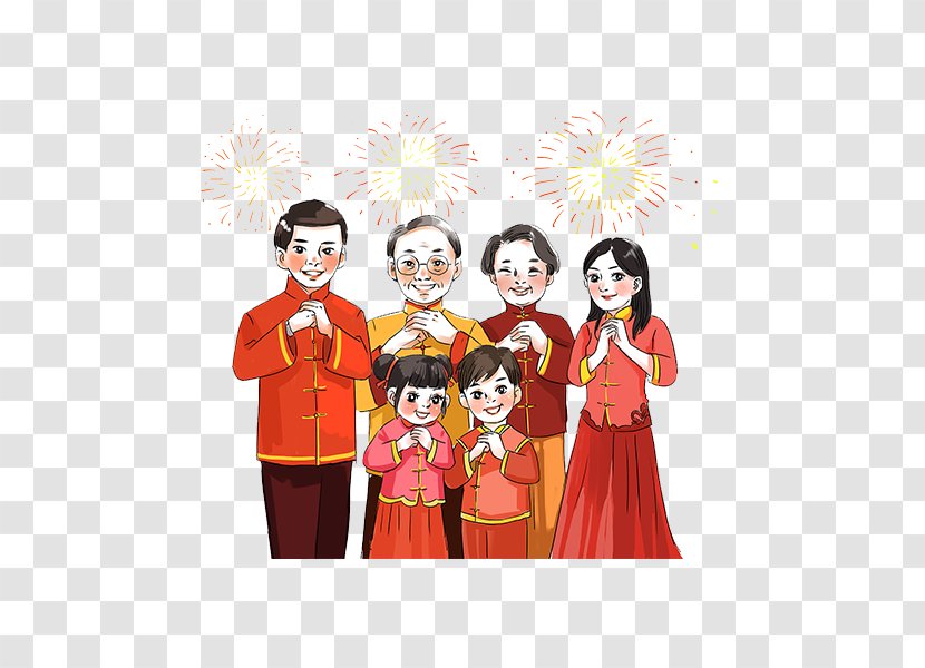 Chinese New Year Bainian 1u67081u65e5 - A Family With Cheongsam Transparent PNG