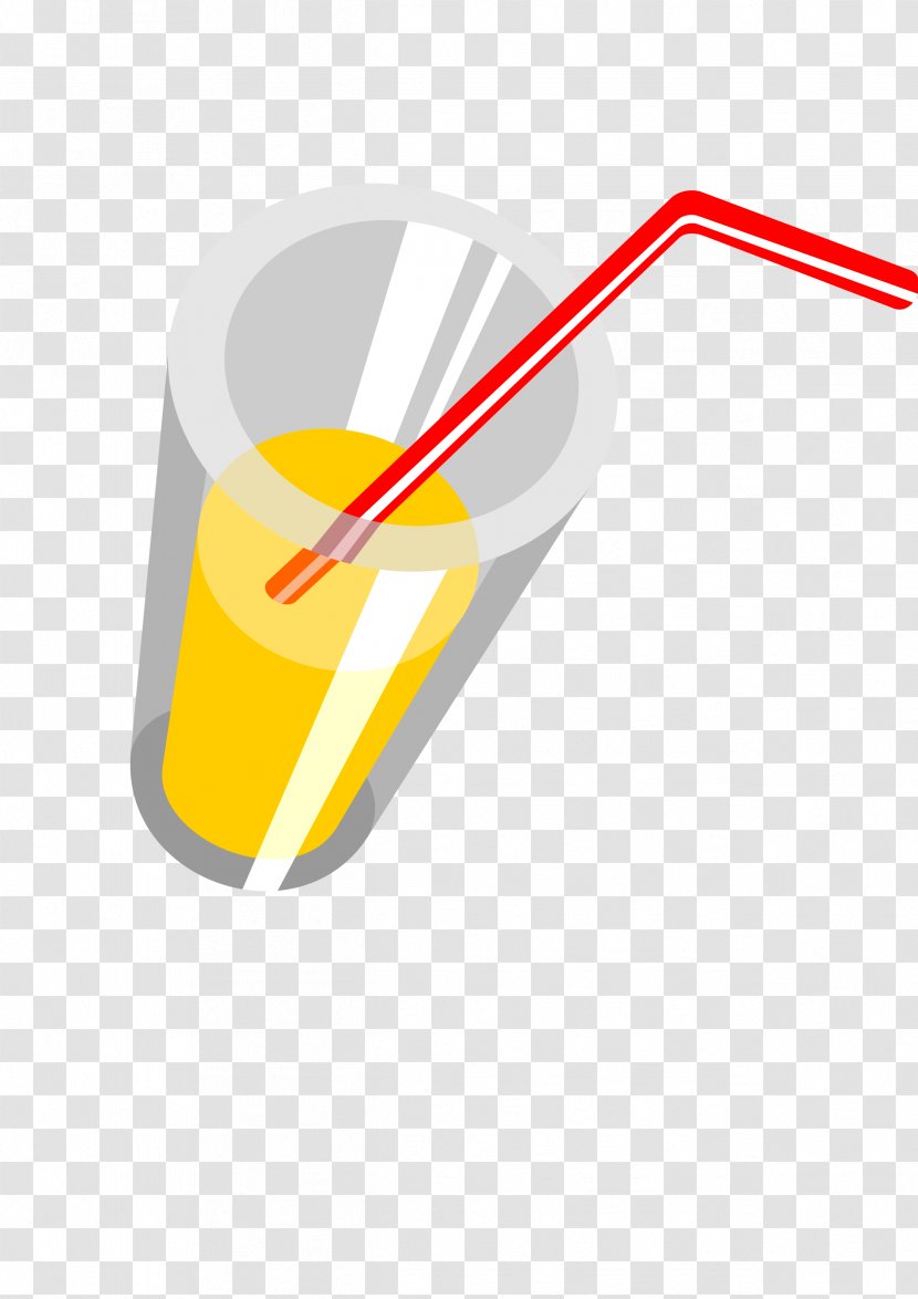 Orange Juice Table-glass - Cartoon - Filled With Straw Glass Of Transparent PNG