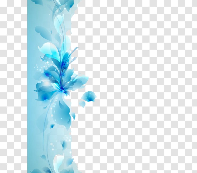 Blue Flower Wallpaper - Navy - Hand-painted Decorative Transparent PNG