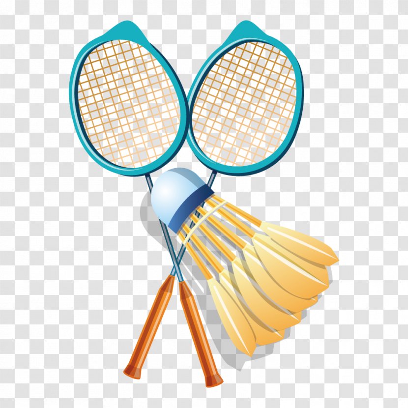 Badmintonracket Shuttlecock Sport - Blue Badminton Racket Material Transparent PNG