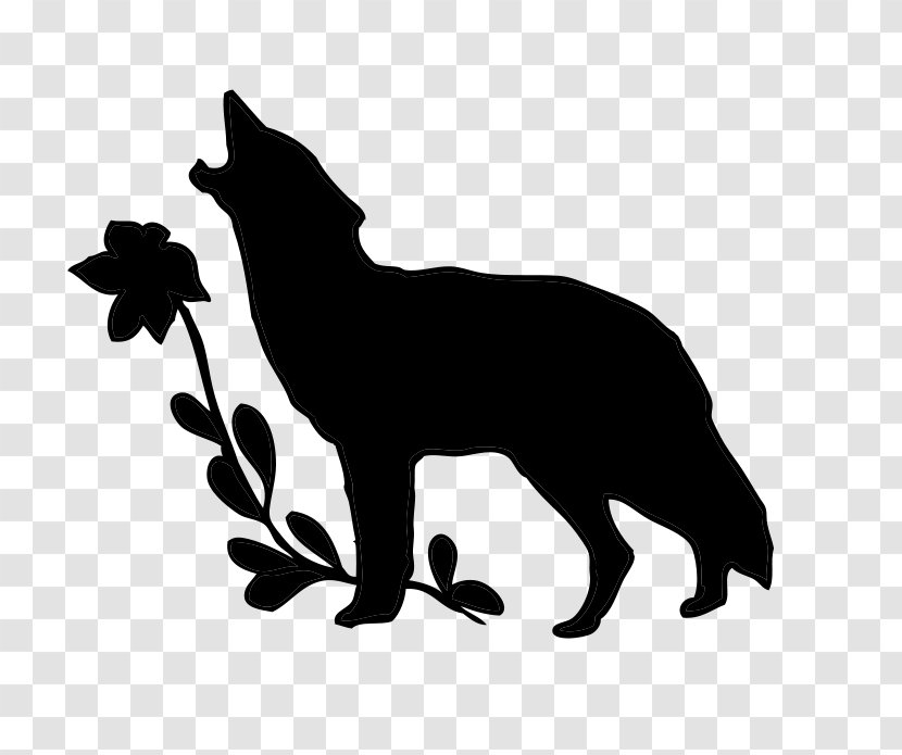 Gray Wolf Silhouette Clip Art - Scalable Vector Graphics - Cartoon Howling And Black Flowers Transparent PNG
