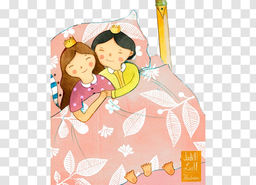 Cartoon Illustrator Illustration - Reading - Hand-painted Happy Prince And Princess Transparent PNG