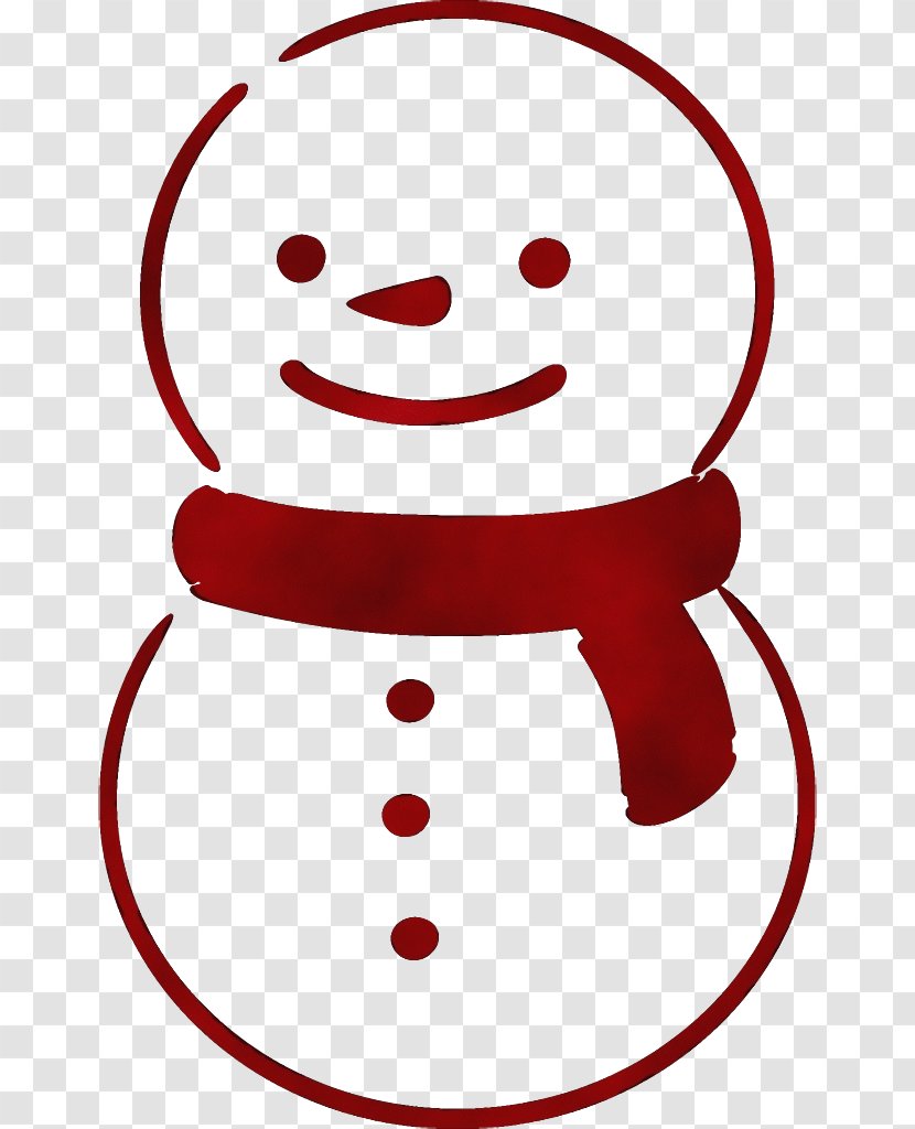 Snowman - Red - Line Art Smile Transparent PNG