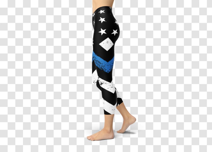 Thin Blue Line Leggings Police Capri Pants Sneakers - Watercolor - Unicorn Transparent PNG