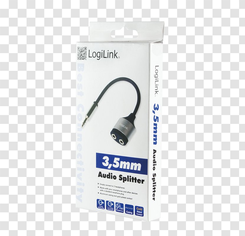 Phone Connector Headphones LogiLink 3.5mm Blue Audio Cable Stereophonic Sound - Splitter Transparent PNG