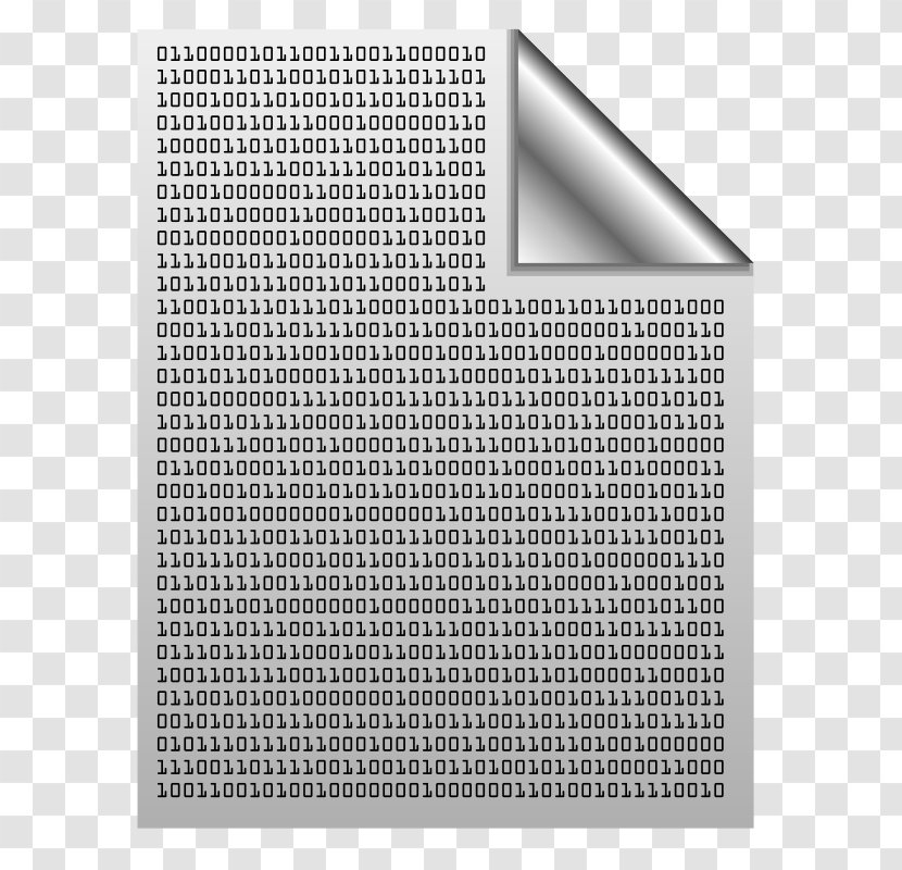 Binary File Number Text Clip Art - Black And White Transparent PNG